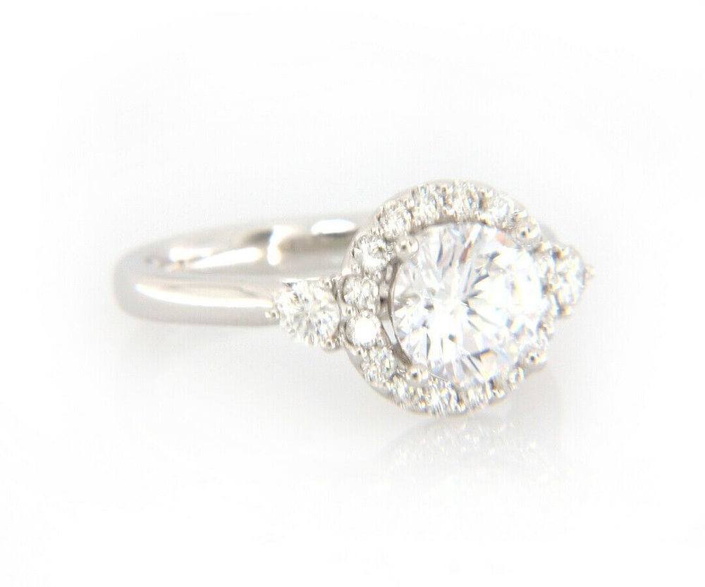 New Gabriel & Co. 0.52ctw Halo Three Stone Semi Mount Ring in 14K