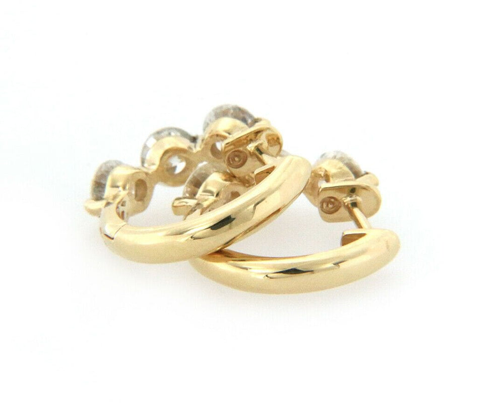 New 1.62ctw Diamond Three Stone Huggie Earrings in 14K