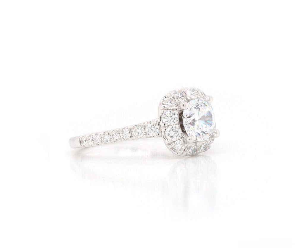 New Gabriel & Co. 1.16ctw Diamond Cushion Halo Semi Mount Ring in 14K