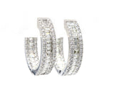 New 1.89ctw Baguette and Round Diamond Inside Out Hoop Earrings in 14K