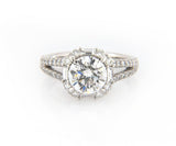 New Gabriel & Co. 1.01ctw Baguette & Round Diamond Cushion Frame Semi Mount 14kt