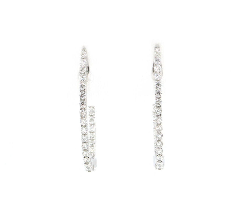 New 0.25ctw Diamond Slim Inside Out Hoop Earrings in 14K