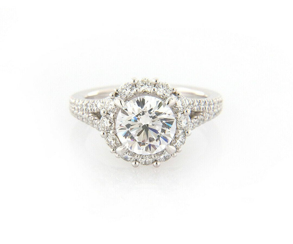 New Gabriel & Co. 1.06ctw Diamond Halo Split Shank Semi Mount Ring in 14K