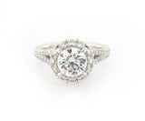 New Gabriel & Co. 1.06ctw Diamond Halo Split Shank Semi Mount Ring in 14K
