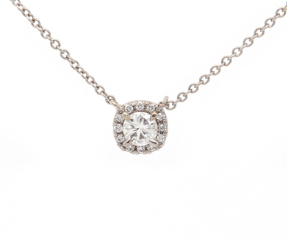 New 0.29ctw Round Diamond Cushion Frame Pendant Necklace in 14K