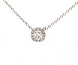 New 0.29ctw Round Diamond Cushion Frame Pendant Necklace in 14K