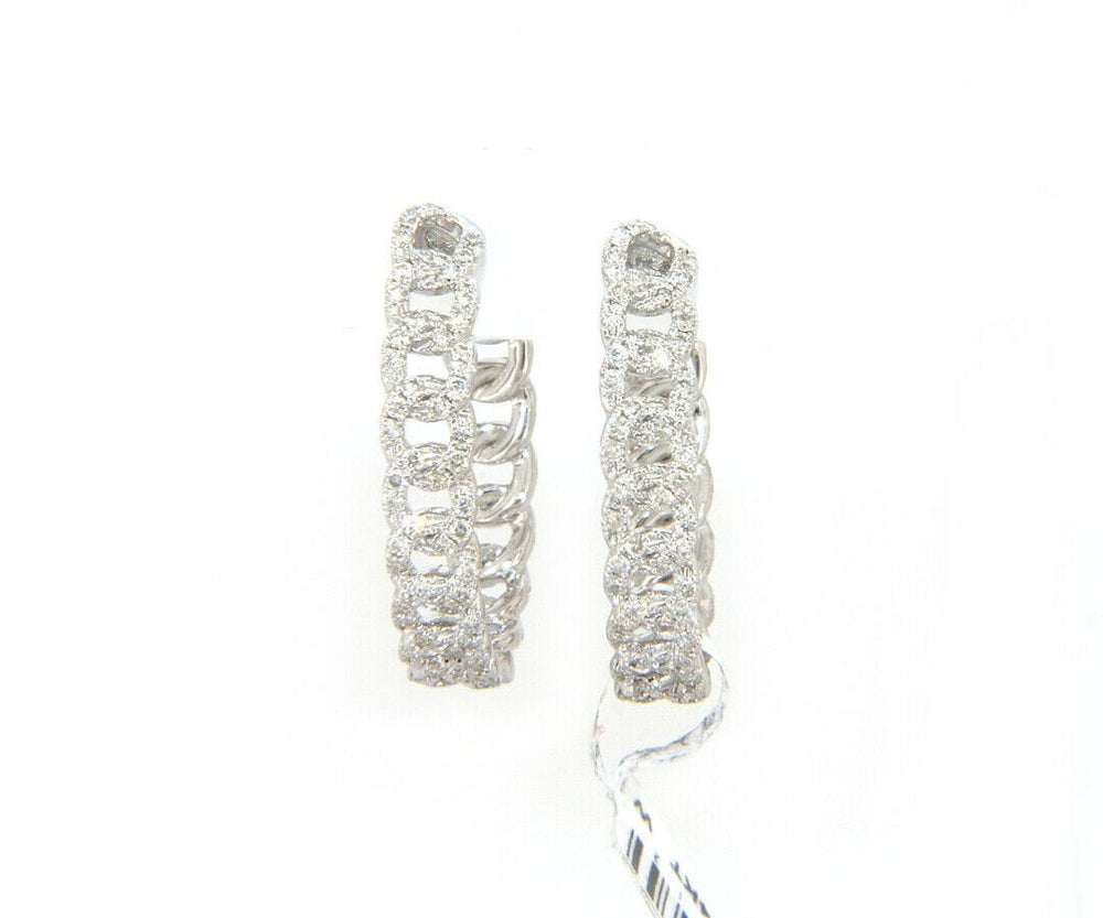 New 1.36ctw Diamond Curb Link Style Hoop Earrings in 14K