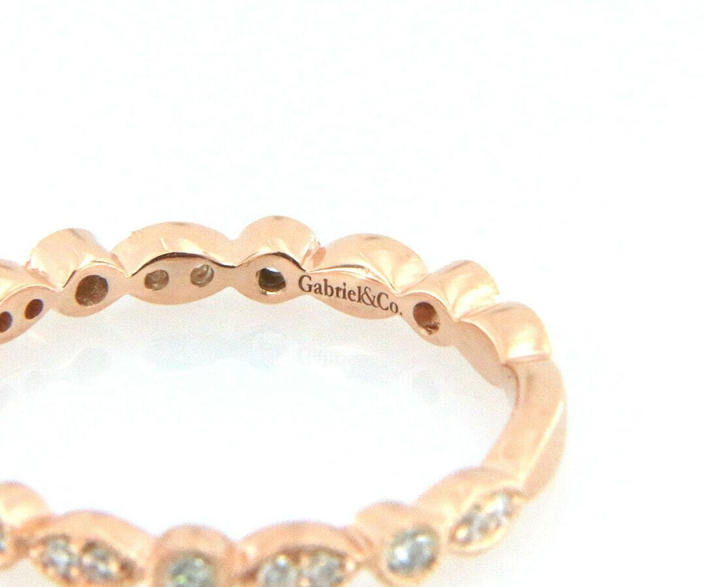 New Gabriel & Co. 0.24ctw Marquise and Circle Alternating Band Ring in 14K