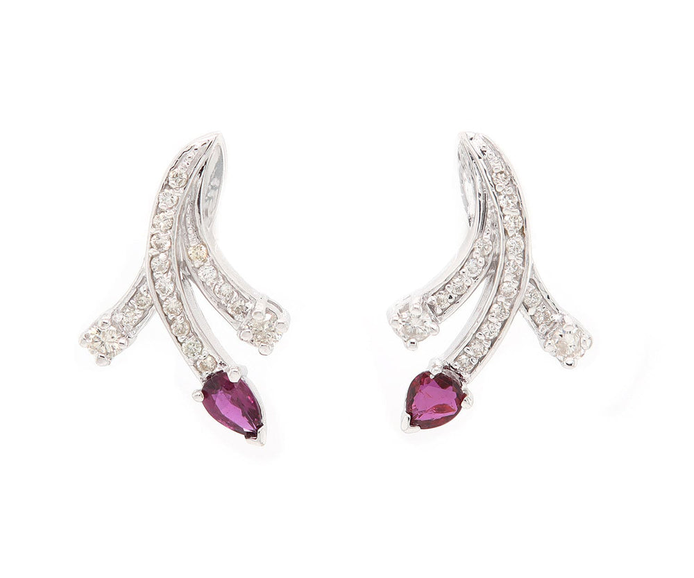 0.35ctw Pear Cut Spinel and 0.50ctw Diamond Spray Earrings in 14K