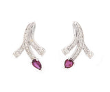 0.35ctw Pear Cut Spinel and 0.50ctw Diamond Spray Earrings in 14K