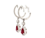 New 0.91ctw Pear Ruby and 0.38ctw Diamond Frame Drop Earrings in 14K