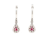 New 0.91ctw Pear Ruby and 0.38ctw Diamond Frame Drop Earrings in 14K