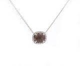 New 1.40ctw Checkerboard Brown Diamond and White Diamond Pendant Necklace 14K