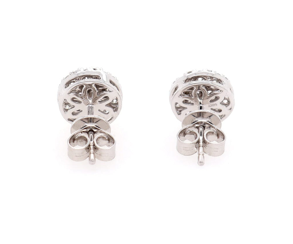 New 1.16ctw Round Diamond Cluster Stud Earrings in 14K