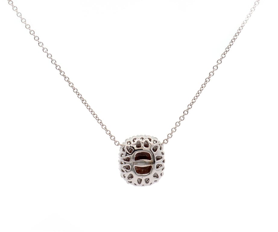 New 1.40ctw Checkerboard Brown Diamond and White Dia Pendant Necklace in 14K