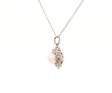 7.00MM Cultured Pearl and 0.45ctw Diamond Starburst Pendant Necklace in 14K