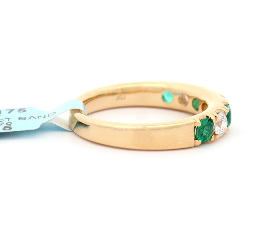 New 0.55ctw Emerald and 0.47ctw Diamond Band Ring in 18K