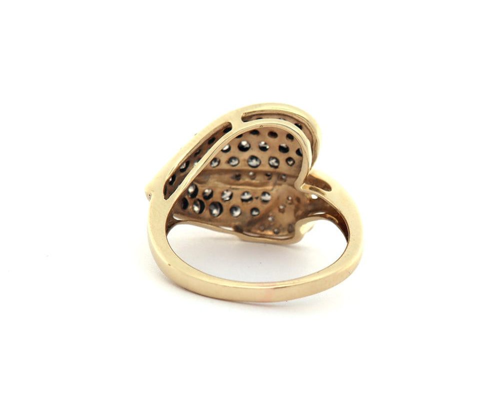 1.15ctw Chocolate and White Diamond Leaf Wrap Ring in 14K