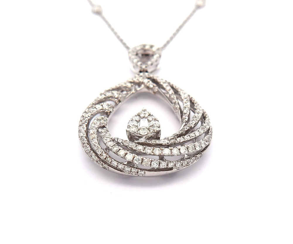 New 1.90ctw Diamond Cluster Swirl Pendant Necklace in 18K