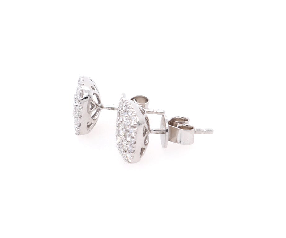 New 1.16ctw Round Diamond Cluster Cushion Shaped Stud Earrings in 14K