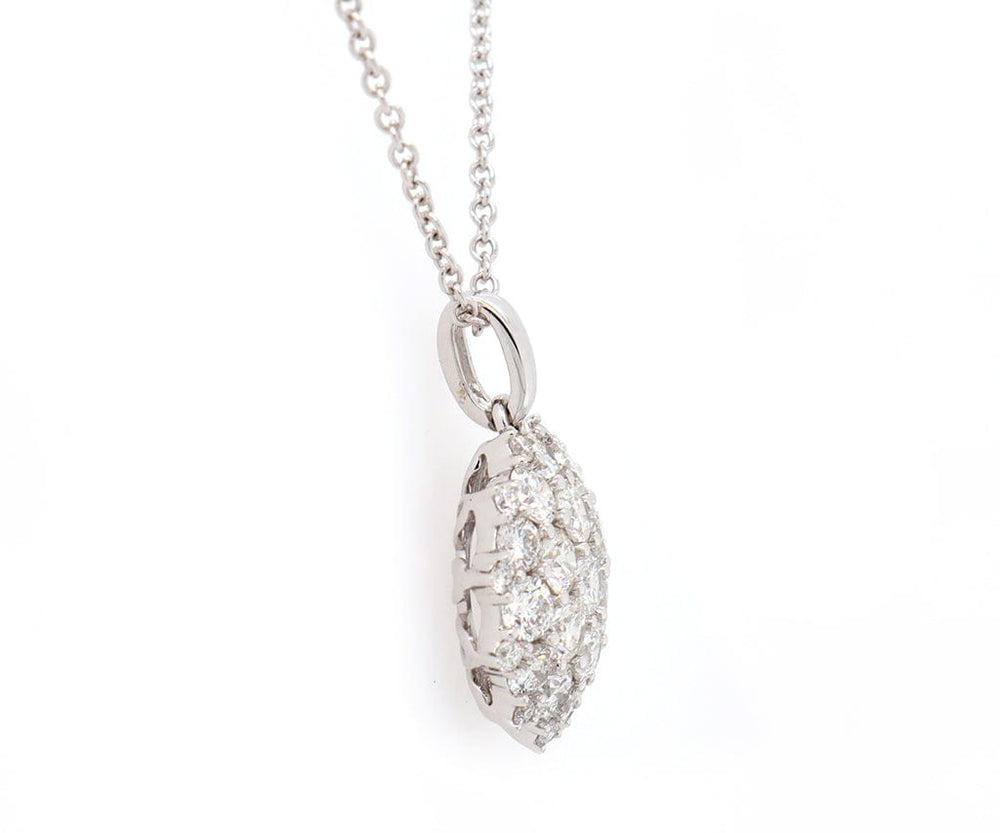 New 1.50ctw Round Diamond Cluster Starburst Pendant Necklace in 18K