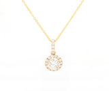 New 0.93ctw Round Diamond Halo Pendant Necklace in 14K
