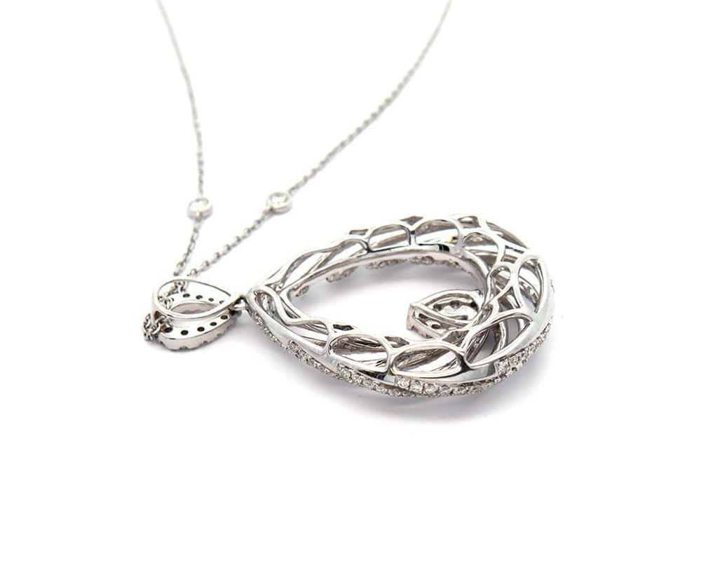 New 1.90ctw Diamond Cluster Swirl Pendant Necklace in 18K