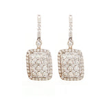 New 3.18ctw Round Diamond Cluster Frame Drop Earrings in 14K