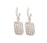 New 3.18ctw Round Diamond Cluster Frame Drop Earrings in 14K