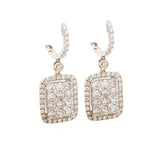 New 3.18ctw Round Diamond Cluster Frame Drop Earrings in 14K