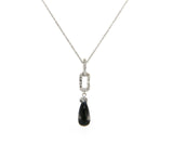 0.20ctw Diamond and Onyx Art Deco Pendant Necklace in 14K