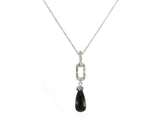 0.20ctw Diamond and Onyx Art Deco Pendant Necklace in 14K
