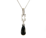 0.20ctw Diamond and Onyx Art Deco Pendant Necklace in 14K