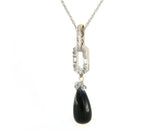 0.20ctw Diamond and Onyx Art Deco Pendant Necklace in 14K