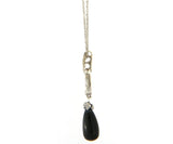 0.20ctw Diamond and Onyx Art Deco Pendant Necklace in 14K