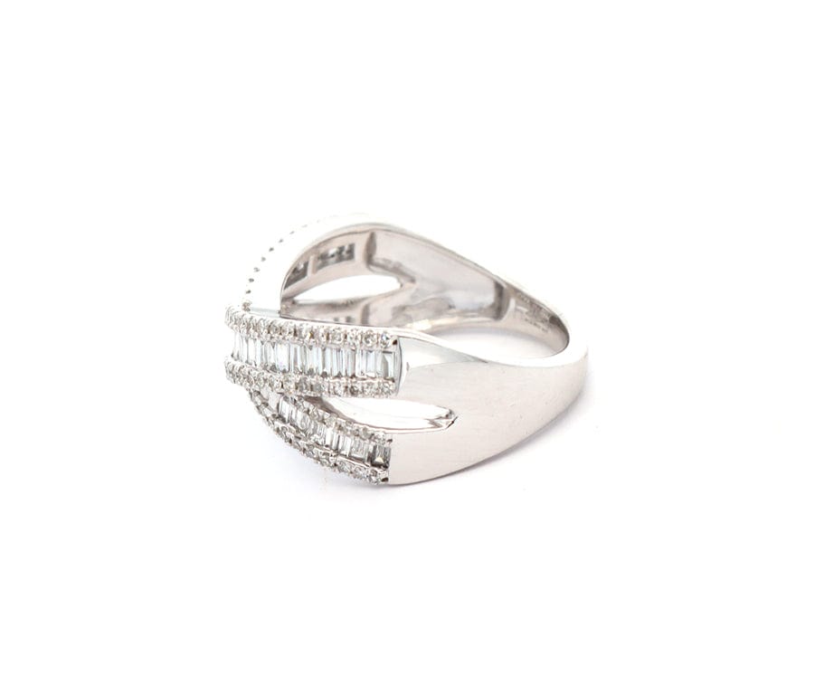 Effy 0.67ctw Baguette and Round Diamond Frame Crossover Ring in 14K