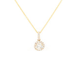 New 0.93ctw Round Diamond Halo Pendant Necklace in 14K