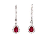 New 0.91ctw Pear Ruby and 0.38ctw Diamond Frame Drop Earrings in 14K