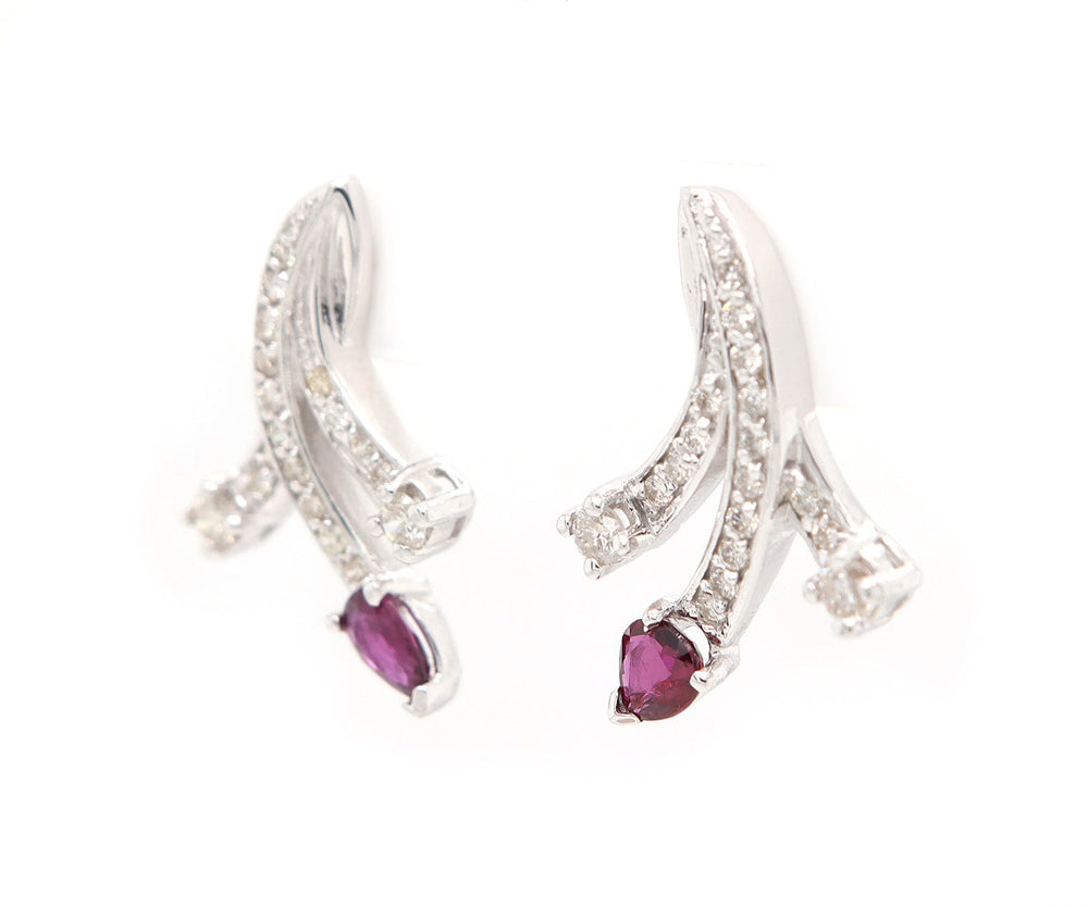 0.35ctw Pear Cut Spinel and 0.50ctw Diamond Spray Earrings in 14K