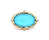Judith Ripka Clear Quartz Turquoise and 0.25ctw Diamond Ring in 14K