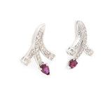 0.35ctw Pear Cut Spinel and 0.50ctw Diamond Spray Earrings in 14K