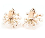 Pearl and 0.30ctw Diamond Cluster Spike Clip On Earrings in 14K