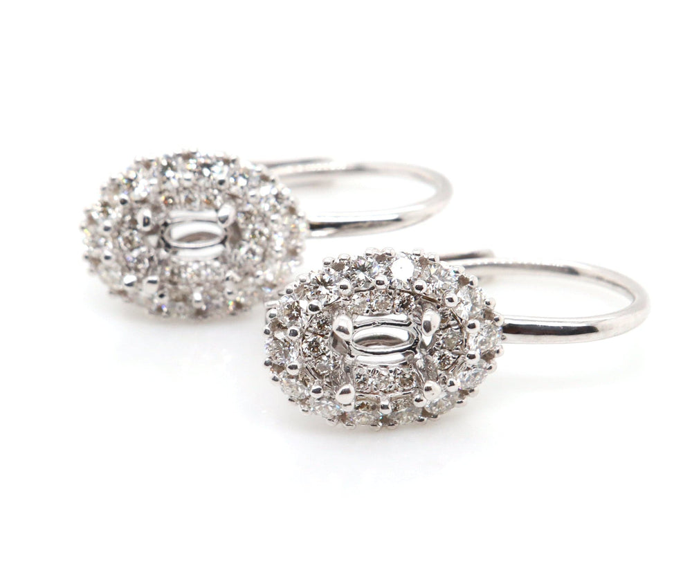 New Gabriel & Co. 0.71ctw Diamond Oval Semi Mount Earrings in 14K