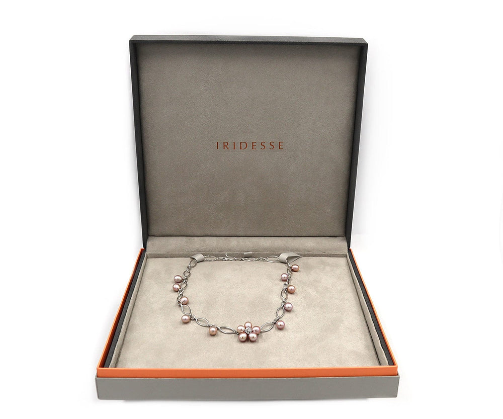 Iridesse Pink Pearl Flower Necklace in 18K W/ Box