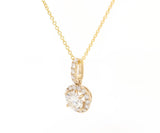 New 0.93ctw Round Diamond Halo Pendant Necklace in 14K