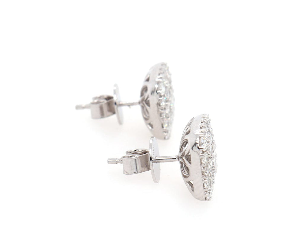 New 2.18ctw Round Diamond Cluster Cushion Stud Earrings in 14K