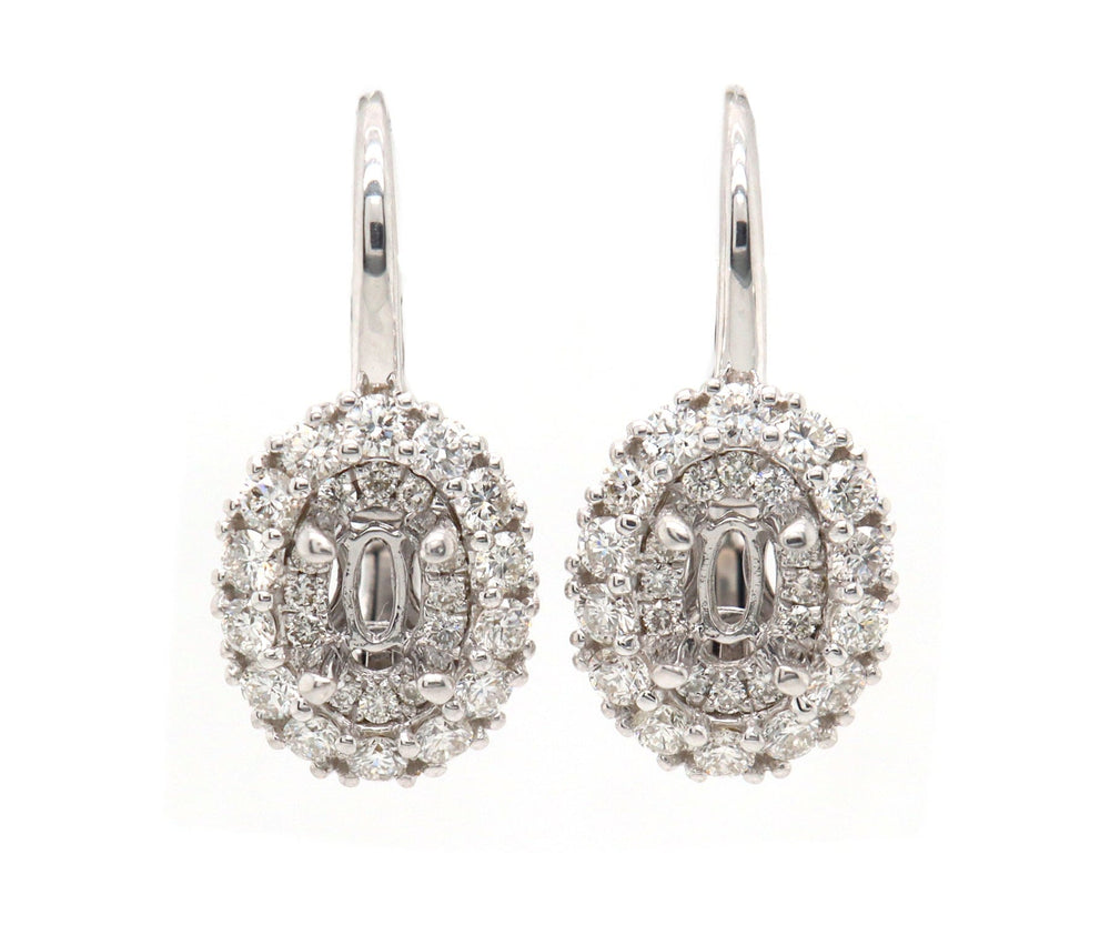 New Gabriel & Co. 0.71ctw Diamond Oval Semi Mount Earrings in 14K
