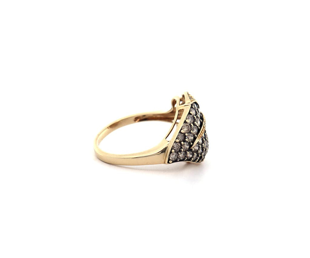 1.15ctw Chocolate and White Diamond Leaf Wrap Ring in 14K