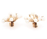Pearl and 0.30ctw Diamond Cluster Spike Clip On Earrings in 14K