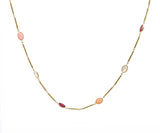 Ruby and Mother of Pearl Bezel Set Station Necklace in 14K